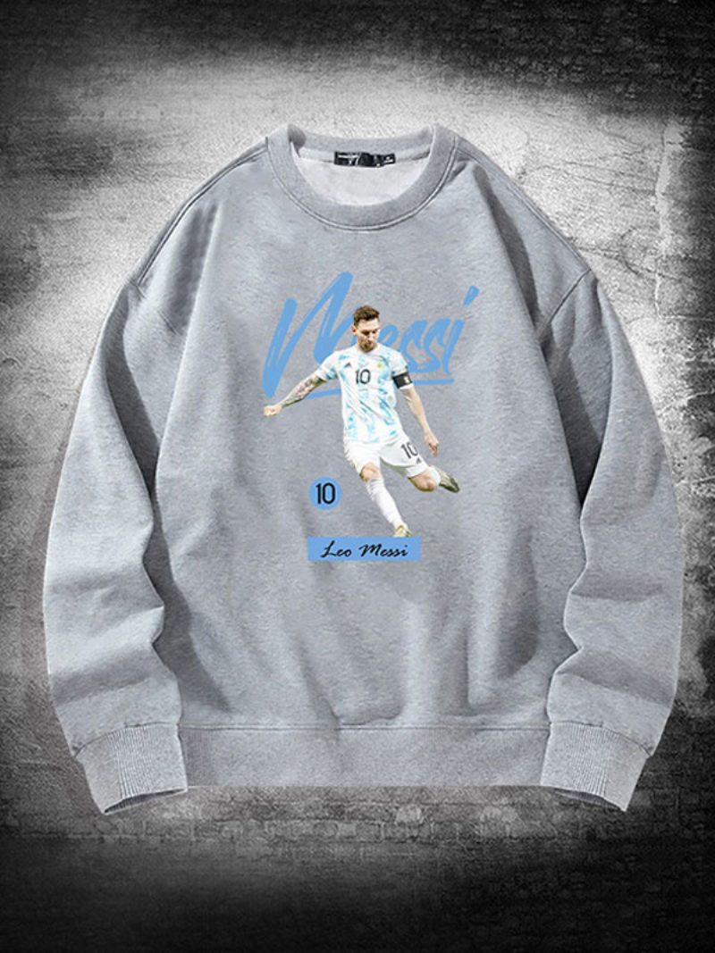 Argentinien Messi-sweatshirt Mit Langen Ärmeln Für Herren - Hellgrau