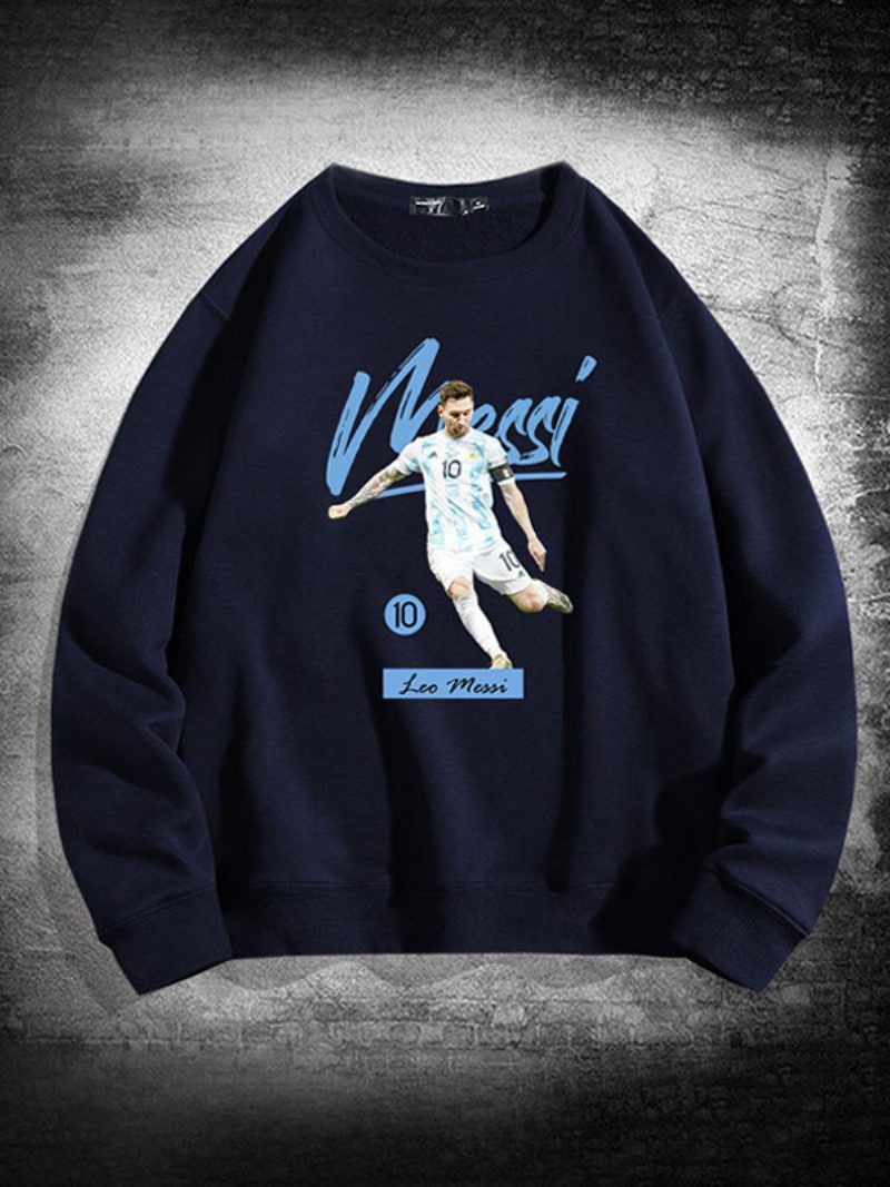 Argentinien Messi-sweatshirt Mit Langen Ärmeln Für Herren - Tiefblau