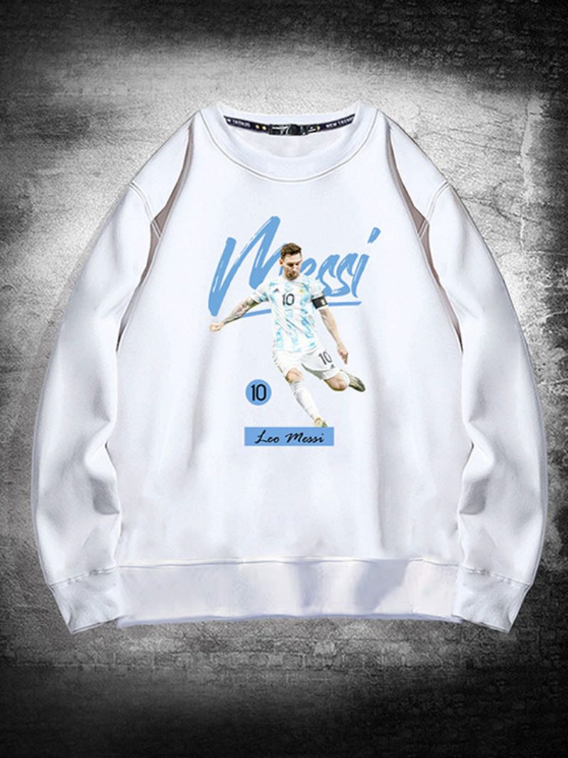 Argentinien Messi-sweatshirt Mit Langen Ärmeln Für Herren - Weiß