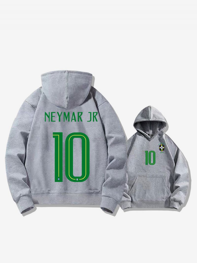 Brasilien Trainings-hoodie Neymar Nummer 10 Herrenoberteil - Hellgrau