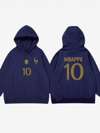 Frankreich Team Les Bleus Nummer 10 Mbappé Herren Kapuzenpullover Blauer Mantel