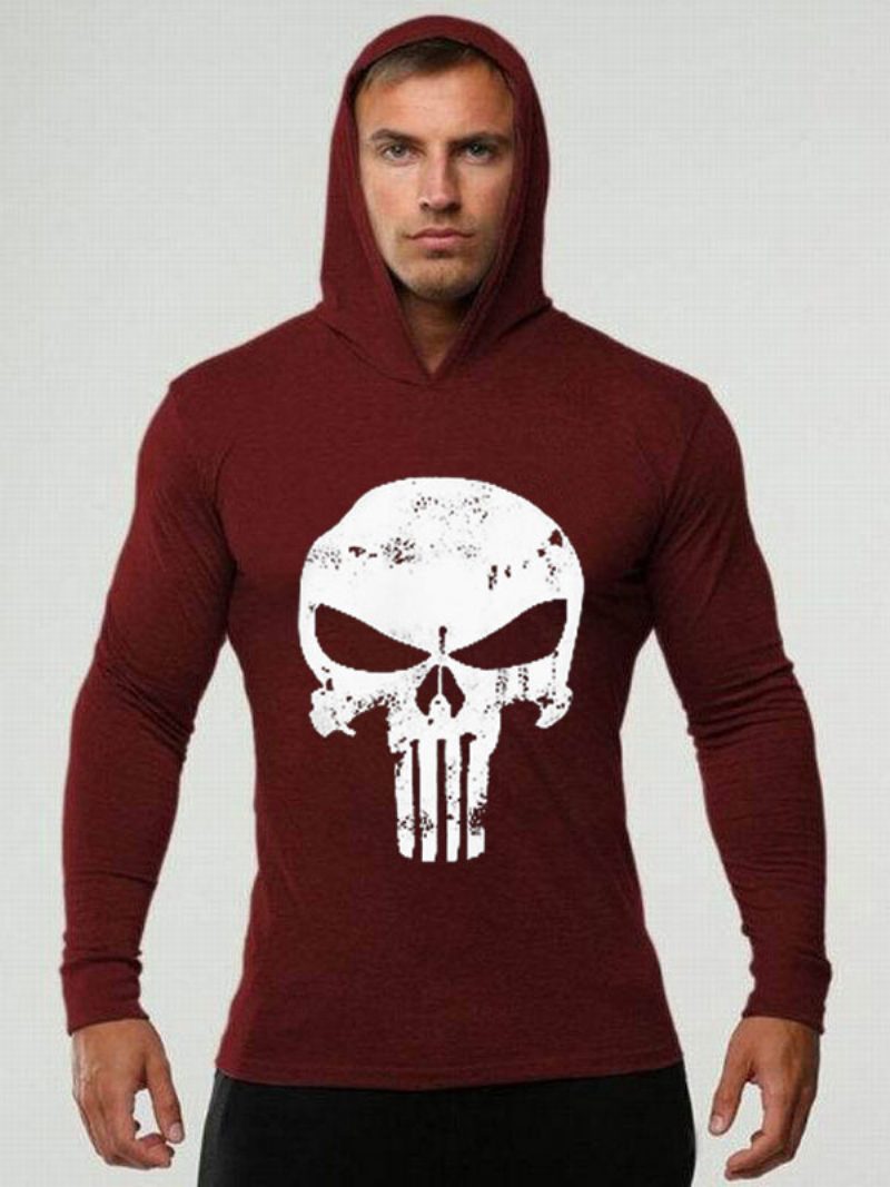 Herren-kapuzenpullover Langärmelig Bedruckt Schickes Polyester-sweatshirt - Burgund