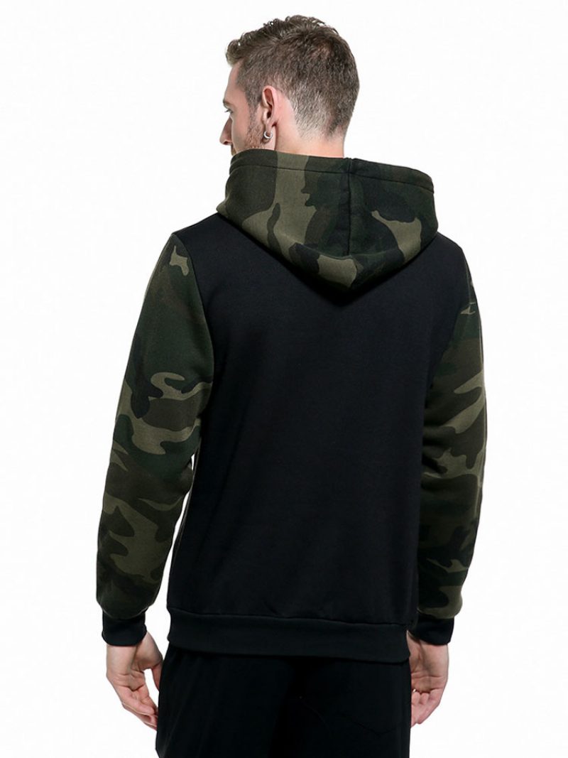 Herren-kapuzenpullover Mit Kapuze Langen Ärmeln Bedrucktes Polyester-freizeit-sweatshirt - Schwarz