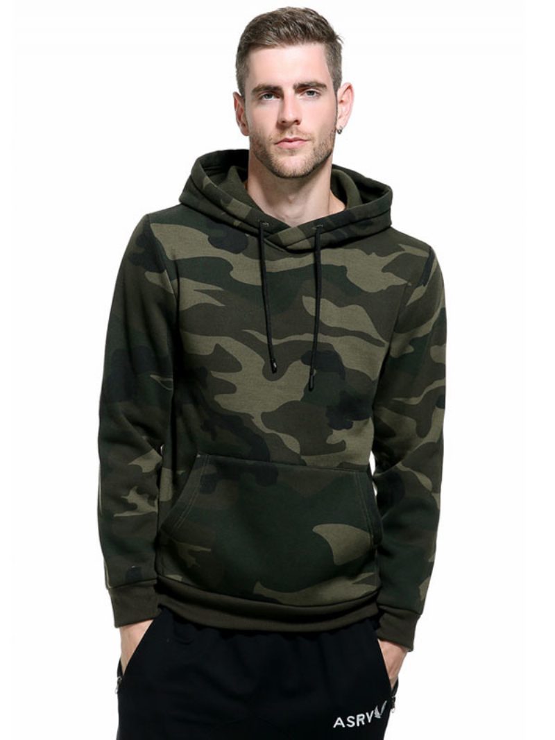 Herren-kapuzenpullover Mit Kapuze Langen Ärmeln Camouflage-polyester Lässiges Sweatshirt - Jägergrün