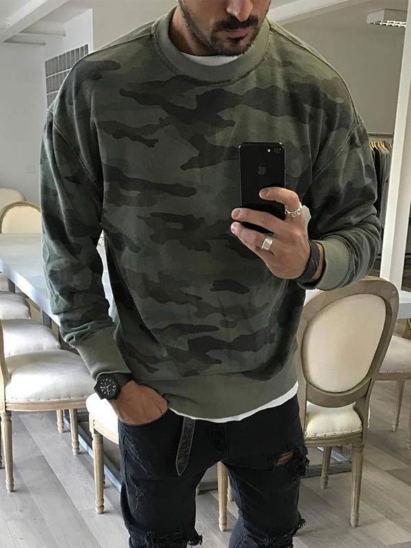 Herren-kapuzenpullover Mit Stehkragen Und Langen Ärmeln Bedrucktes Polyester-sweatshirt