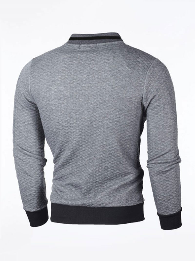 Herren-kapuzenpullover Porträtausschnitt Lange Ärmel Tiefgraues Polyester-sweatshirt - Tiefgrau