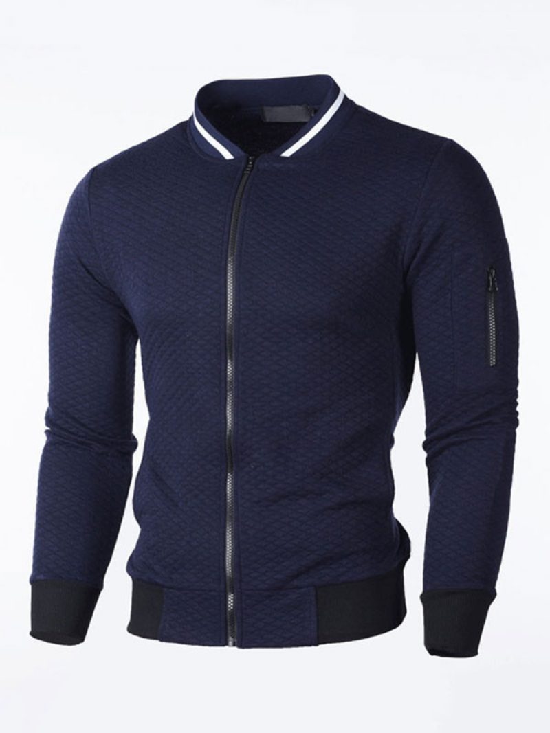 Herren-kapuzenpullover Porträtausschnitt Lange Ärmel Tiefgraues Polyester-sweatshirt - Dunkles Marineblau