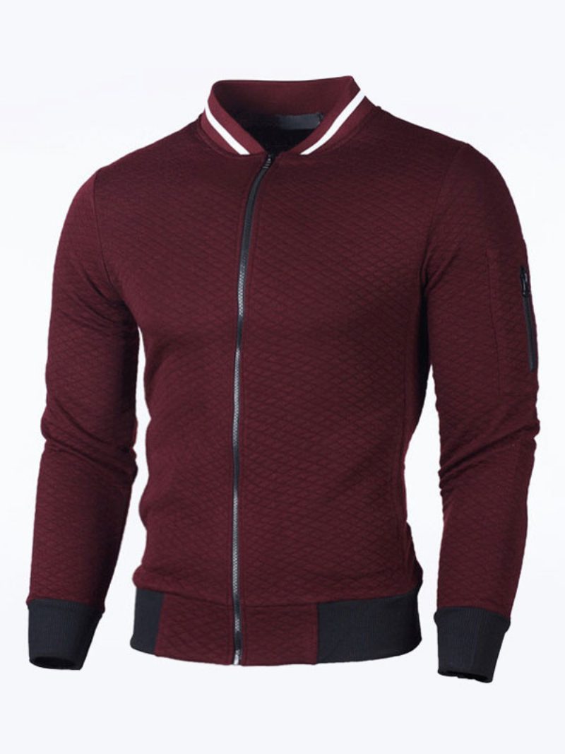 Herren-kapuzenpullover Porträtausschnitt Lange Ärmel Tiefgraues Polyester-sweatshirt - Burgund