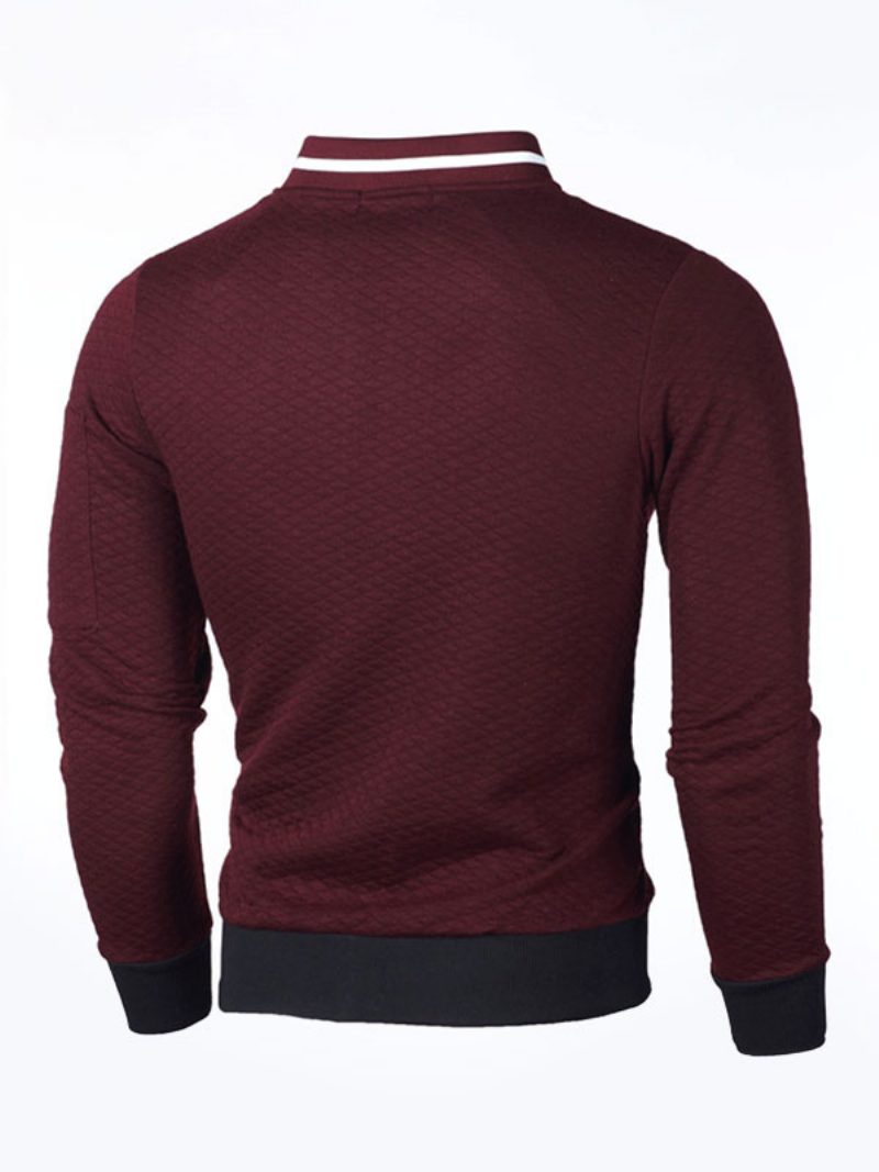 Herren-kapuzenpullover Porträtausschnitt Lange Ärmel Tiefgraues Polyester-sweatshirt - Burgund