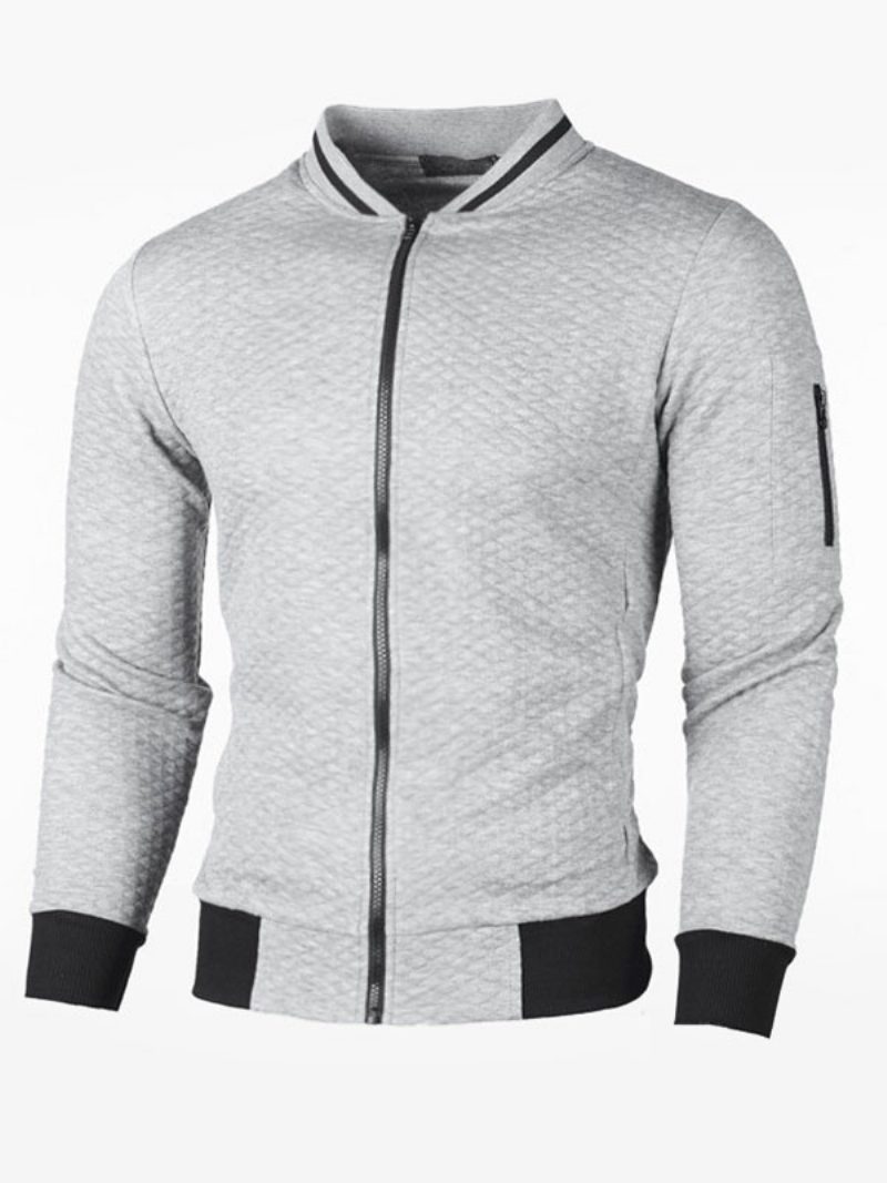 Herren-kapuzenpullover Porträtausschnitt Lange Ärmel Tiefgraues Polyester-sweatshirt - Hellgrau