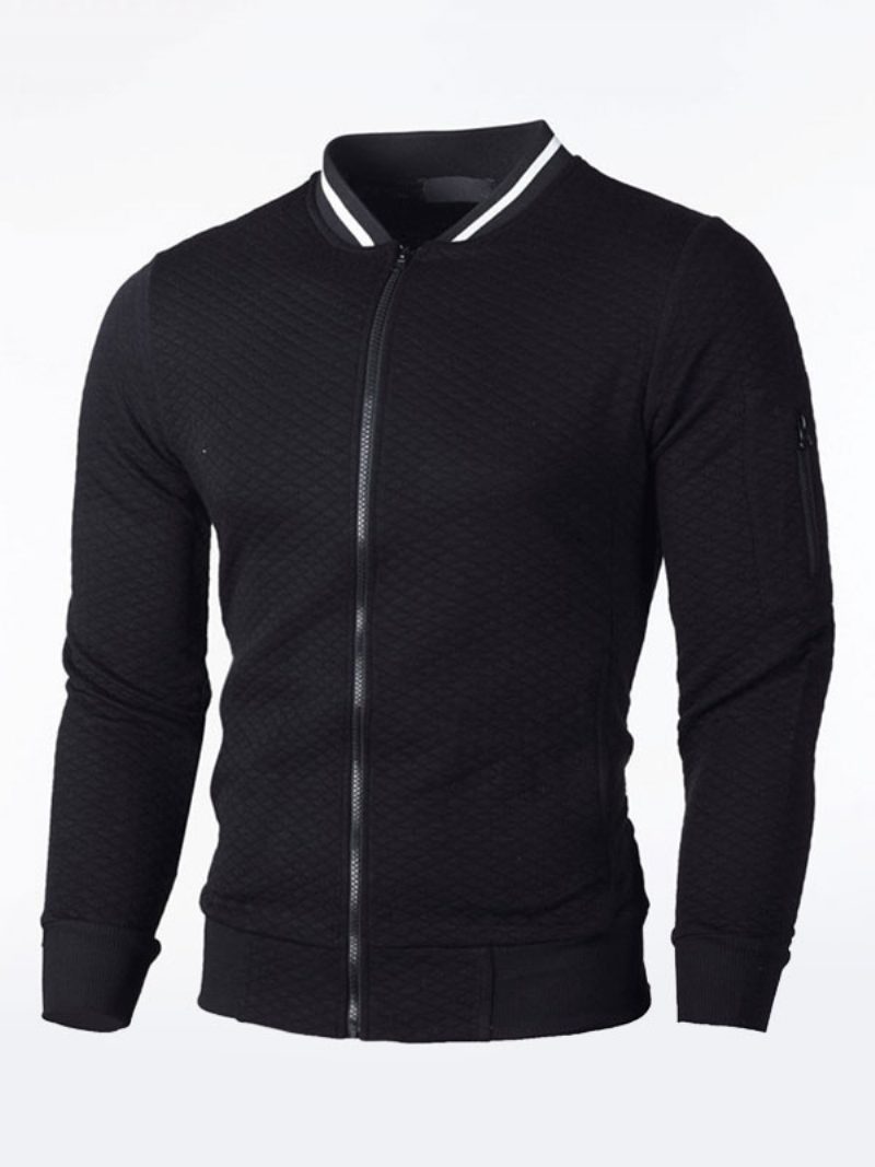 Herren-kapuzenpullover Porträtausschnitt Lange Ärmel Tiefgraues Polyester-sweatshirt - Schwarz