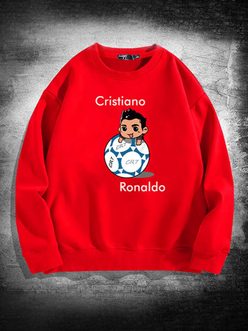 Herren-ronaldo-sweatshirt Mit Langen Ärmeln - Rot