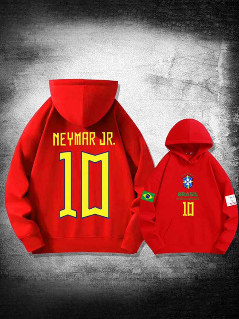 Neymar Jr Katar 2022 Langarm-kapuzenpullover Für Herren - Rot