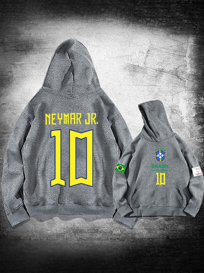 Neymar Jr Katar 2022 Langarm-kapuzenpullover Für Herren - Grau