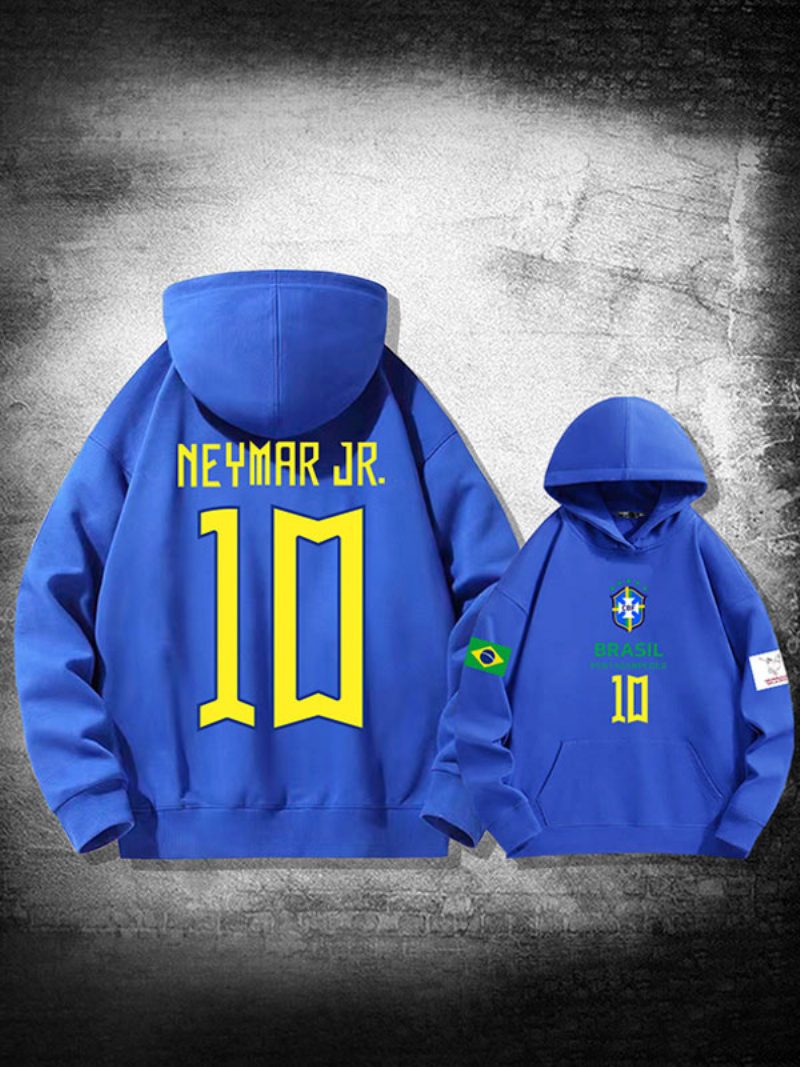 Neymar Jr Katar 2022 Langarm-kapuzenpullover Für Herren - Blau