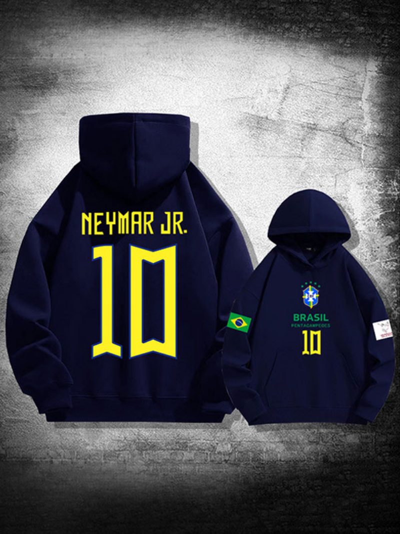 Neymar Jr Katar 2022 Langarm-kapuzenpullover Für Herren - Tiefblau