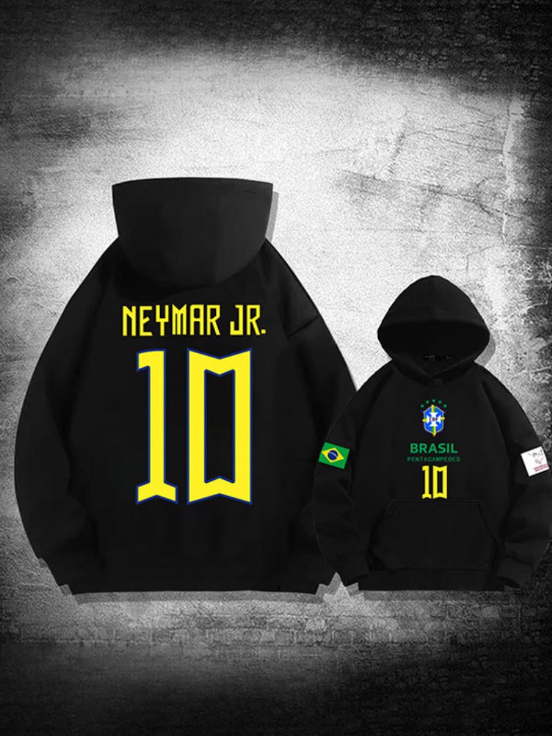 Neymar Jr Katar 2022 Langarm-kapuzenpullover Für Herren - Schwarz