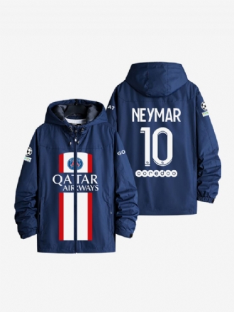 Psg Nummer 10 Neymar Jr Herren-kapuzenjacke Blauer Mantel Mit Reißverschluss