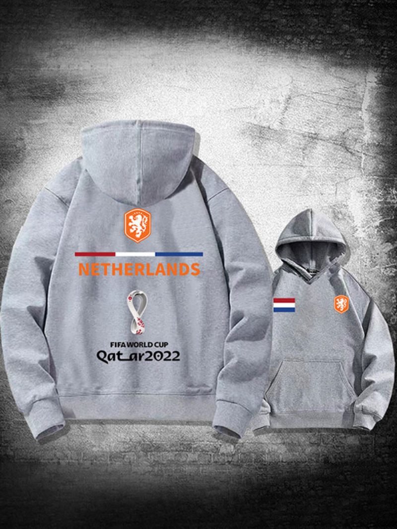 Roter Herren-hoodie Frankreich Team Katar 2022 Langarmshirt - Hellgrau