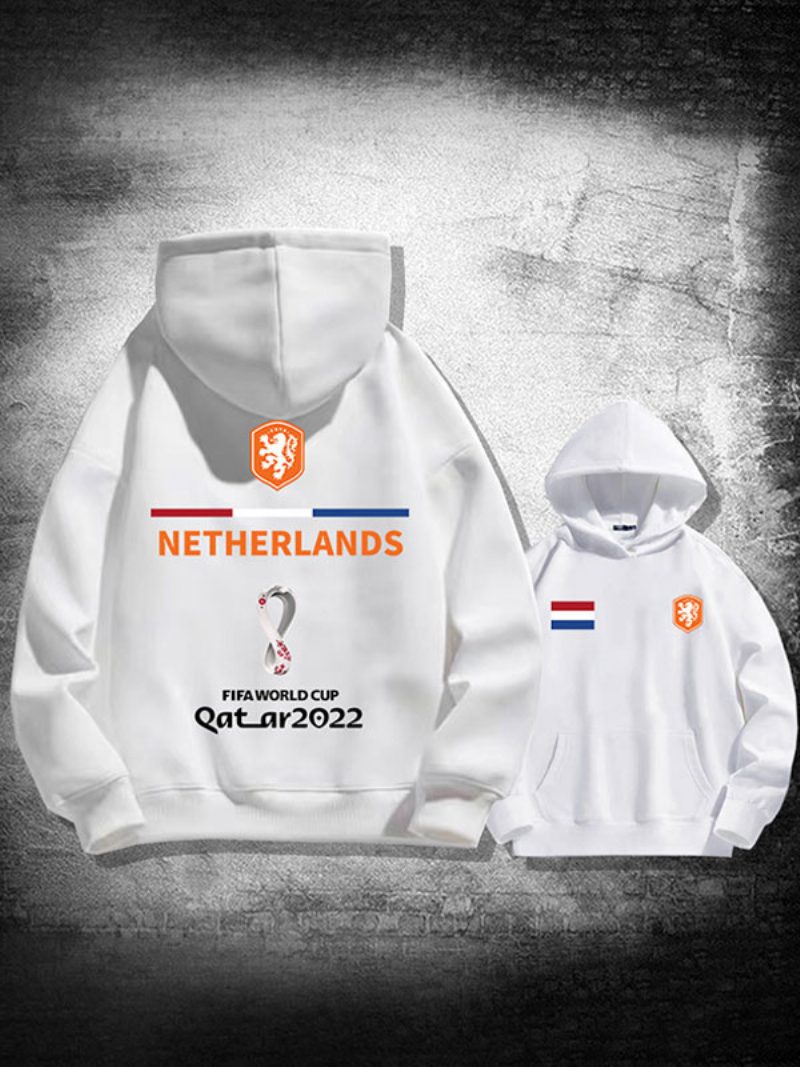 Roter Herren-hoodie Frankreich Team Katar 2022 Langarmshirt - Weiß