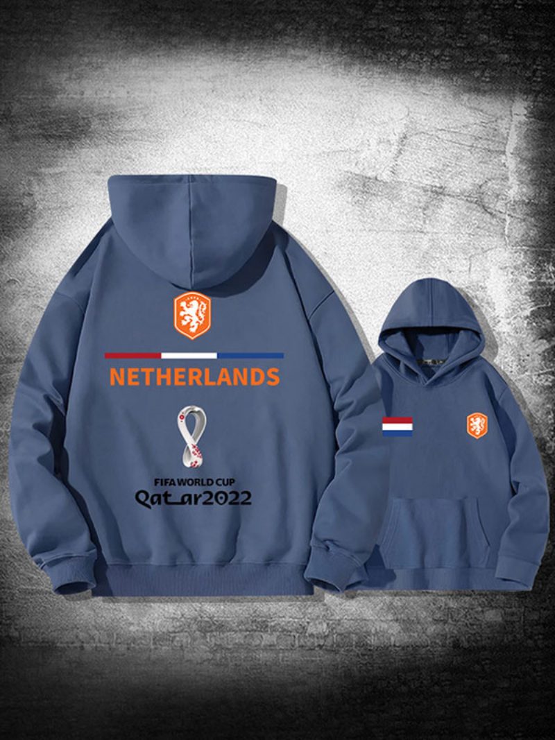 Roter Herren-hoodie Frankreich Team Katar 2022 Langarmshirt - Blaugrau