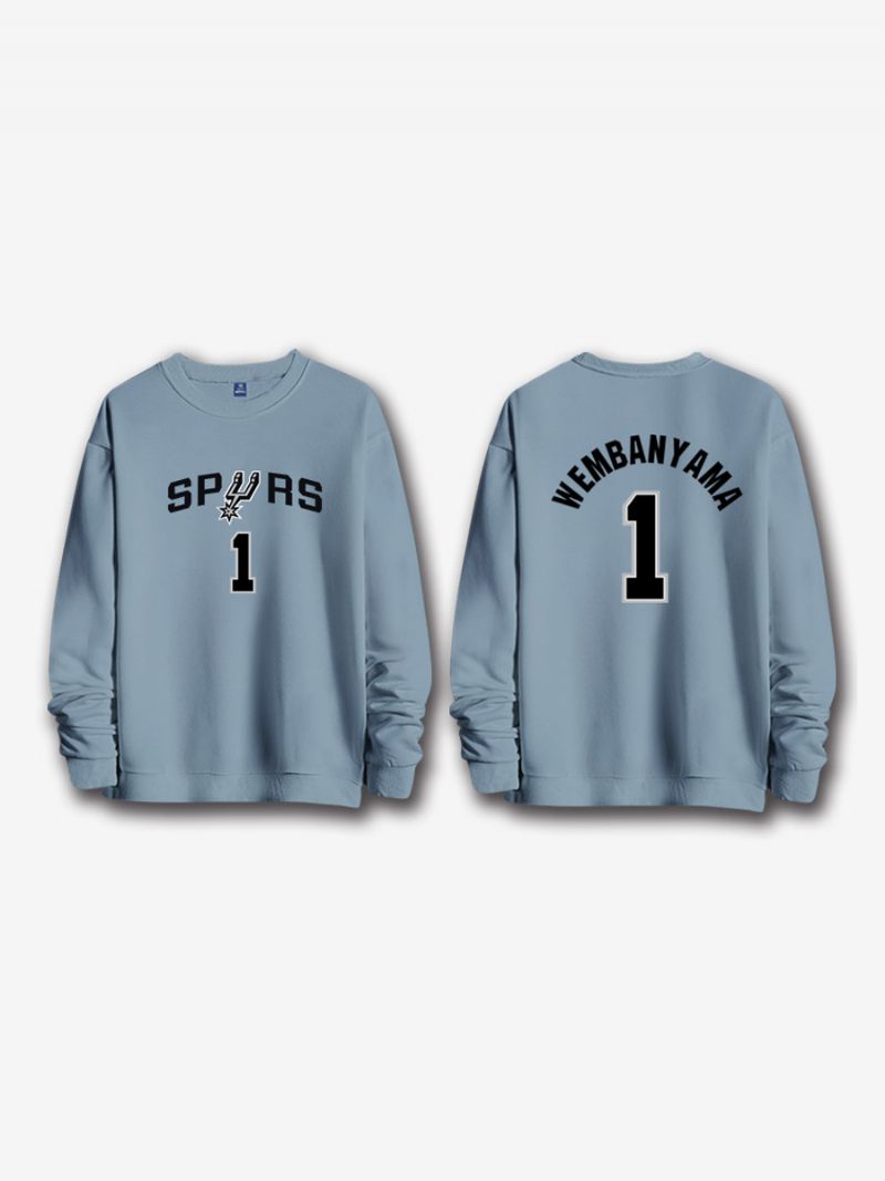 San Antonio Spurs Nummer 1 Wembanyama Herren-sweatshirt - Blaugrau