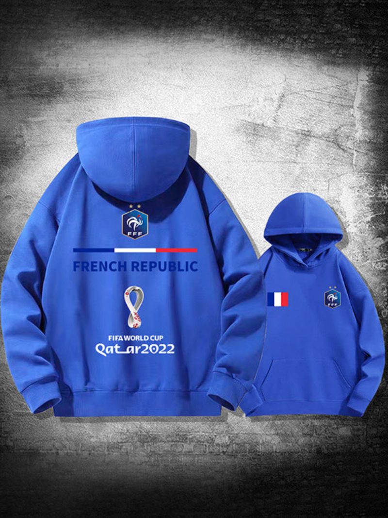 Weißer Kapuzenpullover Für Herren Langärmelig Frankreich-team Katar 2022 - Blau