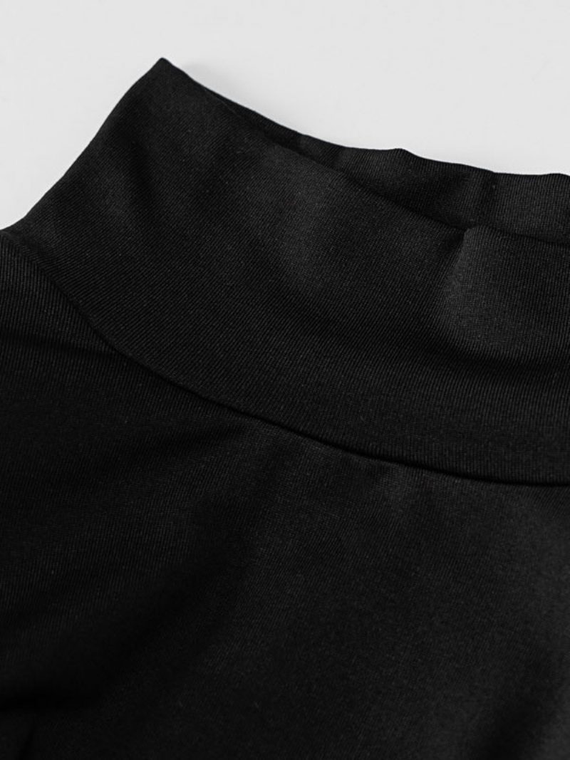 Damen Figurbetontes Kleid Schwarz Lange Ärmel Vorne Geschlitzt Sexy Hoher Kragen Geschichtete Wickelkleider Etui-wickelkleider - Schwarz