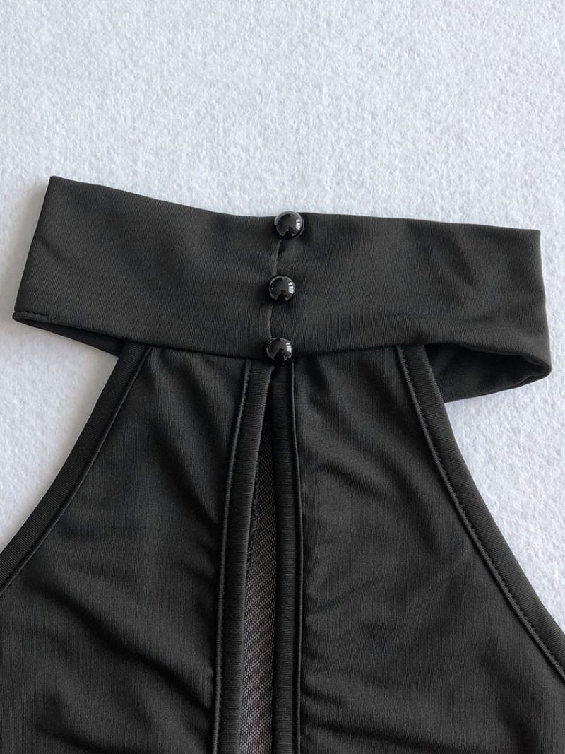 Damen Figurbetontes Kleid Schwarz Neckholder Plissiert Geknotet Lässig Ärmellos Midi-bleistift-wickelkleider - Schwarz