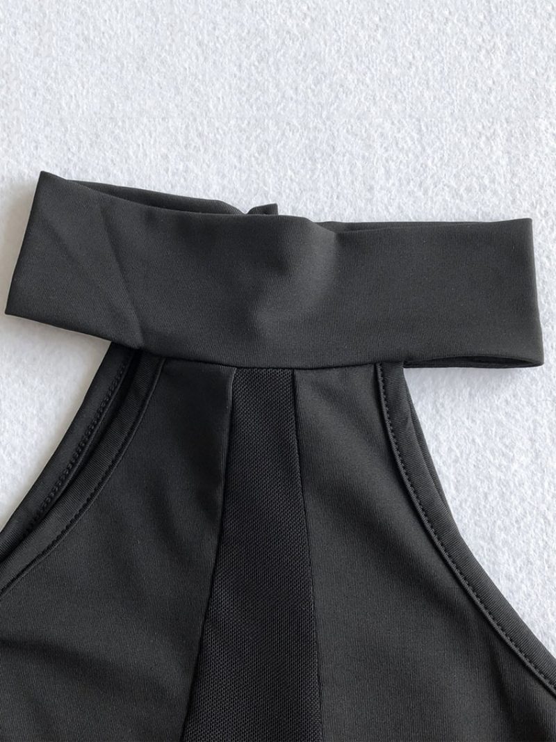 Damen Figurbetontes Kleid Schwarz Neckholder Plissiert Geknotet Lässig Ärmellos Midi-bleistift-wickelkleider - Schwarz