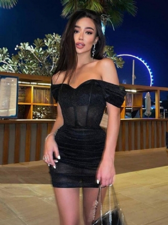 Damen-geburtstags-bodycon-kleid Schwarze Träger Sexy Ärmelloses Bleistiftkleid