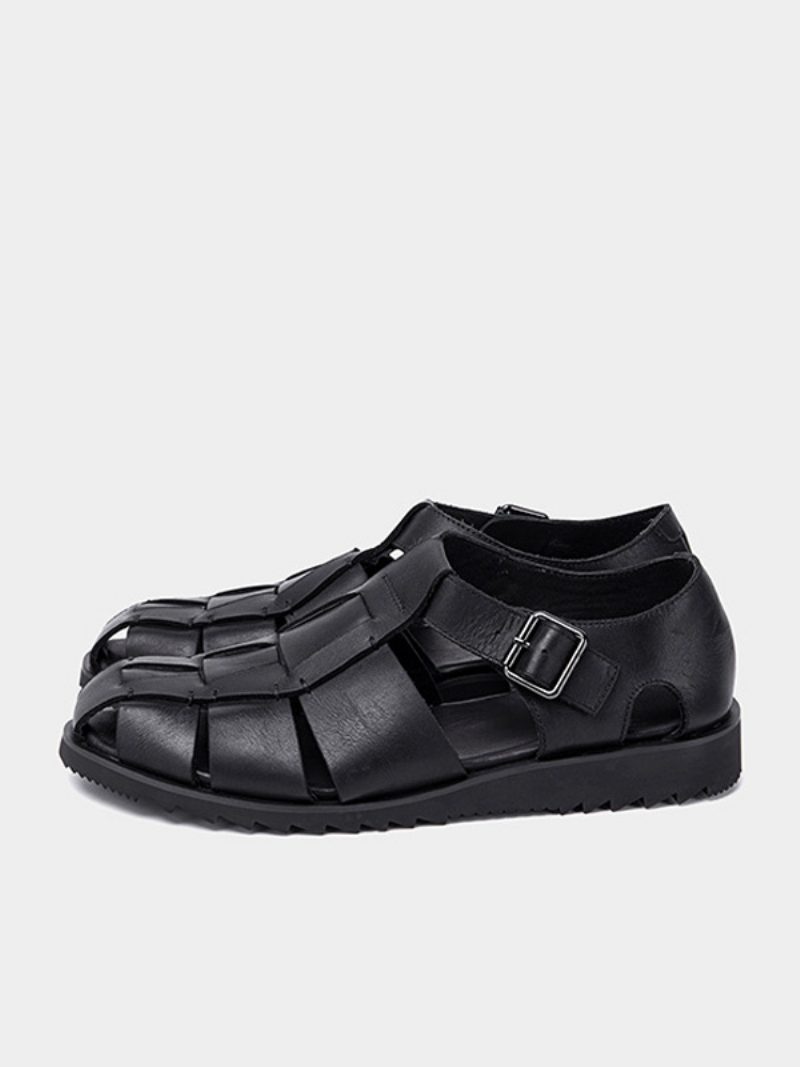 Herren-sandalen Pu-leder Gummisohle - Schwarz