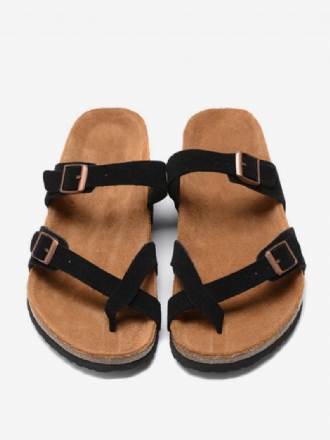 Herren-sandalen Slip-on Rindsleder Verstellbare Riemenschnalle Hausschuhe Flache Sandalen