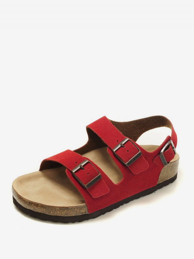 Herren-sandalen Slip-on Verstellbare Riemenschnalle Hausschuhe Flache Sandalen - Rot