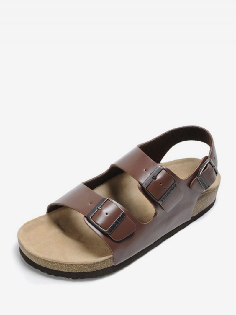 Herren-sandalen Slip-on Verstellbare Riemenschnalle Hausschuhe Flache Sandalen - Kaffeebraun