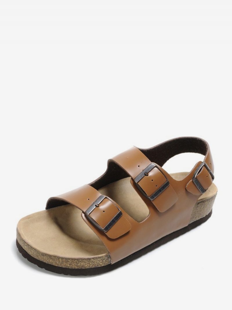 Herren-sandalen Slip-on Verstellbare Riemenschnalle Hausschuhe Flache Sandalen - Hellbraun