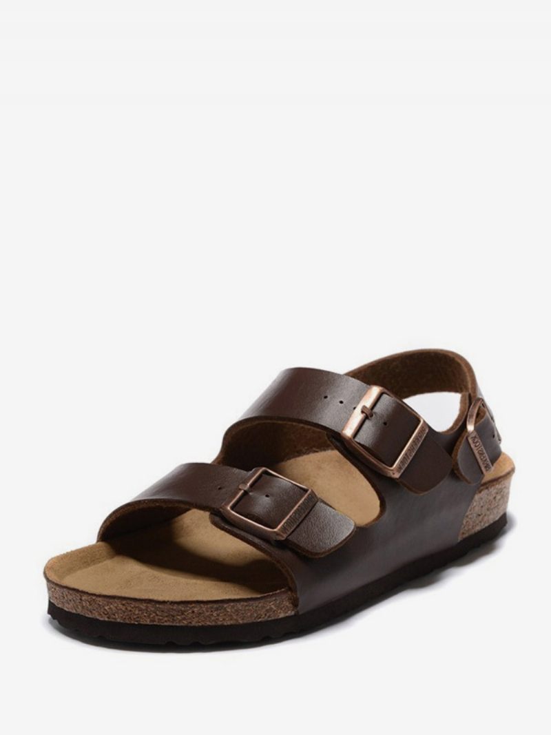 Herren-sandalen Slip-on Verstellbare Riemenschnalle Hausschuhe Flache Sandalen - Schokolade