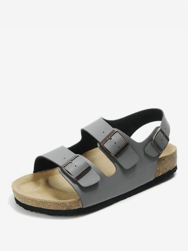 Herren-sandalen Slip-on Verstellbare Riemenschnalle Hausschuhe Flache Sandalen - Grau