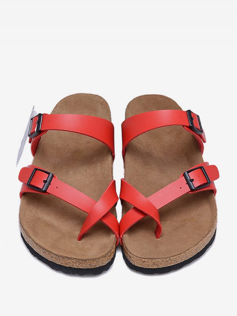 Herren-sandalen Slip-on Verstellbare Riemenschnalle Hausschuhe Flache Sandalen - Rot