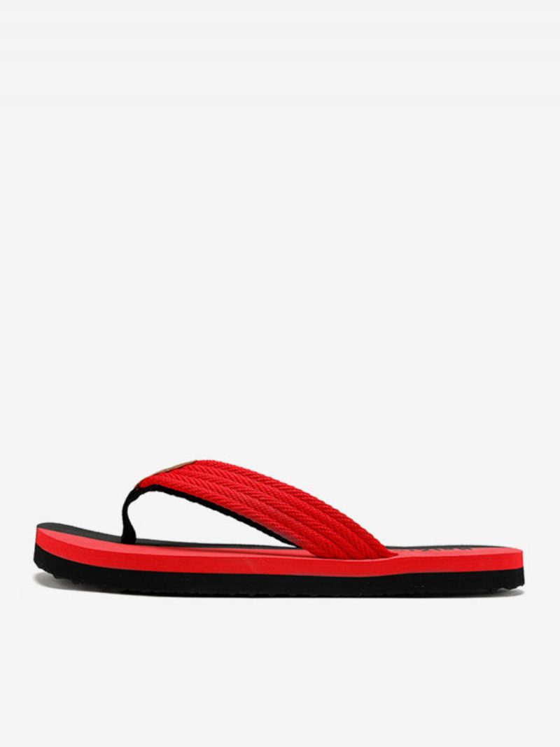 Herren-sandalen Zum Hineinschlüpfen Aus Pu-leder Mit Eva-sohle - Schwarzrot