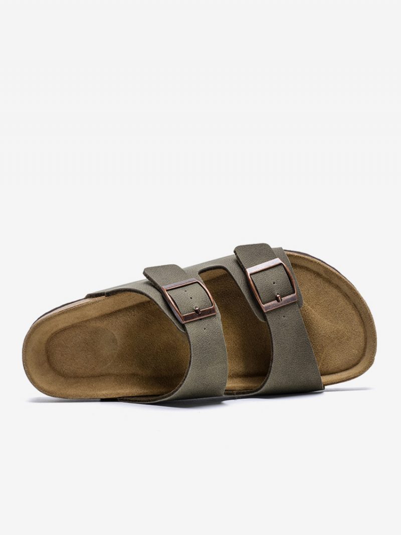 Herren-sandalen Zum Hineinschlüpfen Farbblock Pu-leder Geteilte Sohle - Kaffeebraun