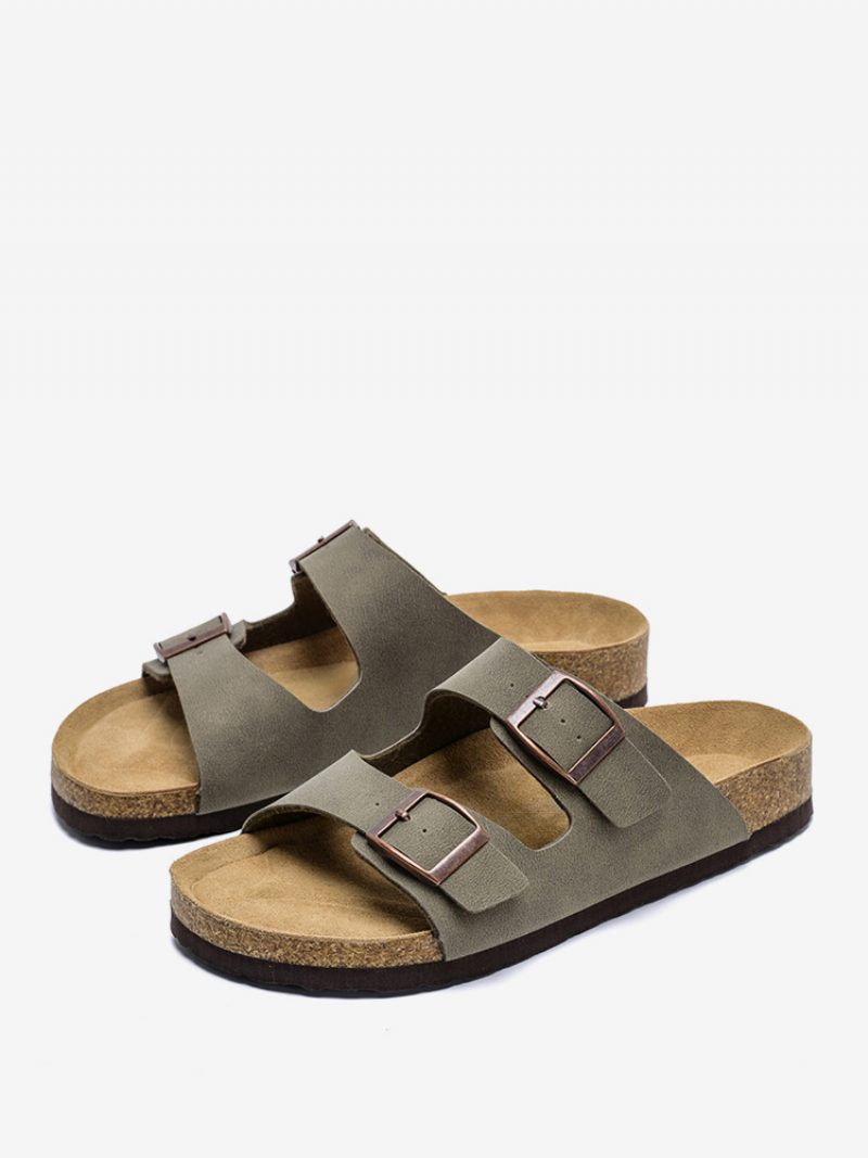 Herren-sandalen Zum Hineinschlüpfen Farbblock Pu-leder Geteilte Sohle - Kaffeebraun