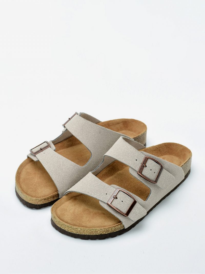 Herren-sandalen Zum Hineinschlüpfen Farbblock Pu-leder Geteilte Sohle - Grau