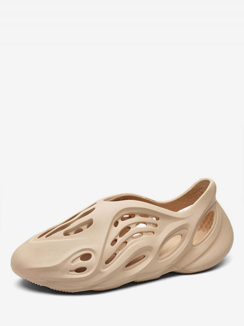 Herren-sommer-sandalen Zum Hineinschlüpfen Aus Kunstleder Mit Gummisohle - Beige