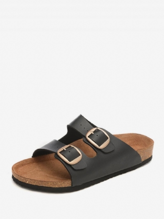 Sandalen Für Herren Slip-on Verstellbare Riemenschnalle Hausschuhe Flache