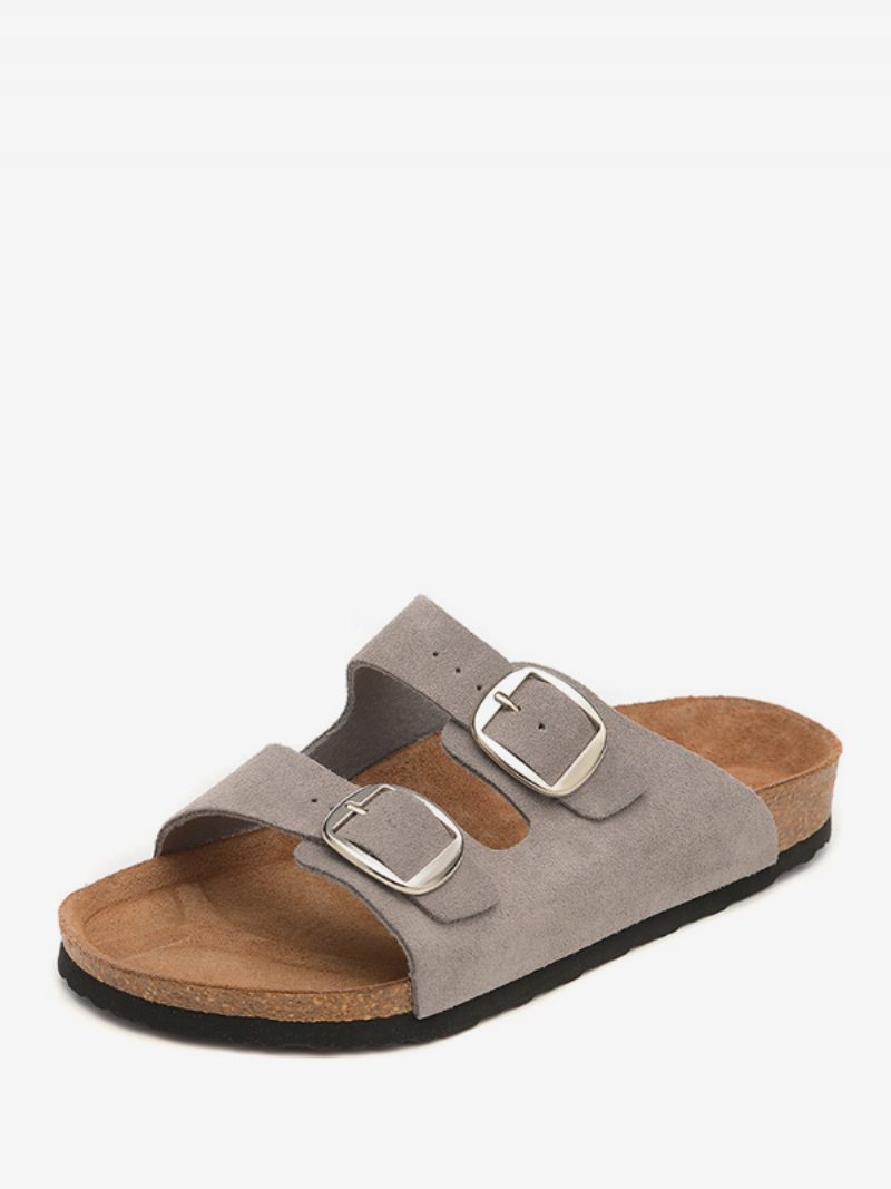 Sandalen Für Herren Slip-on Verstellbare Riemenschnalle Hausschuhe Flache - Grau