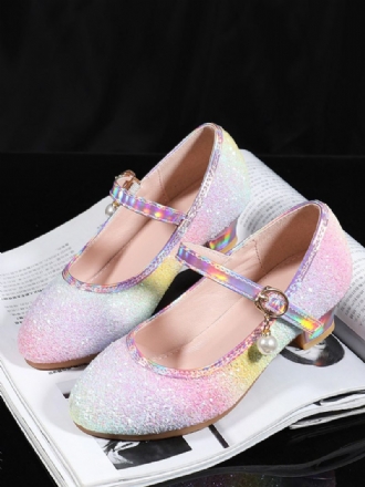 Blumenmädchen-schuhe Rosa Pailletten-stoff-partyschuhe Für Kinder