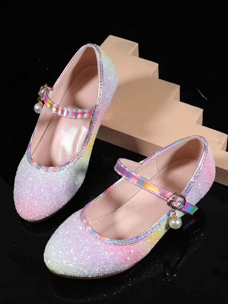 Blumenmädchen-schuhe Rosa Pailletten-stoff-partyschuhe Für Kinder - Rosa