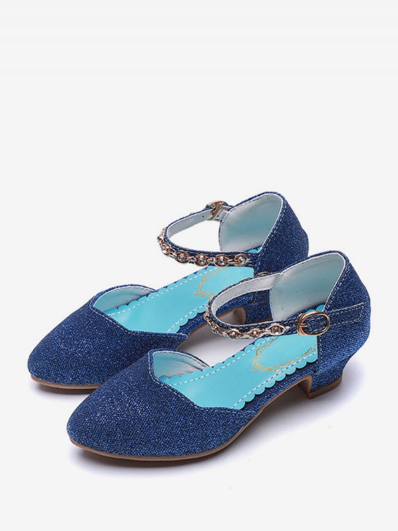 Blumenmädchen-schuhe Rosa Pailletten-stoff-partyschuhe Für Kinder - Blau