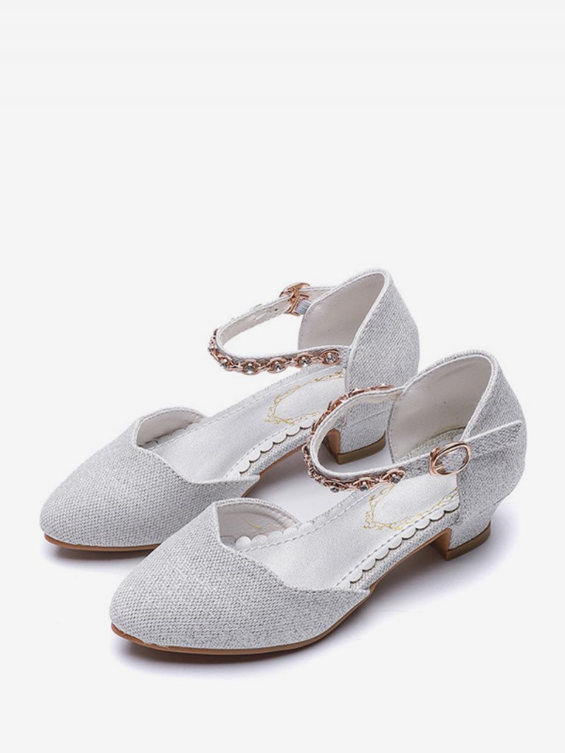 Blumenmädchen-schuhe Rosa Pailletten-stoff-partyschuhe Für Kinder - Silber